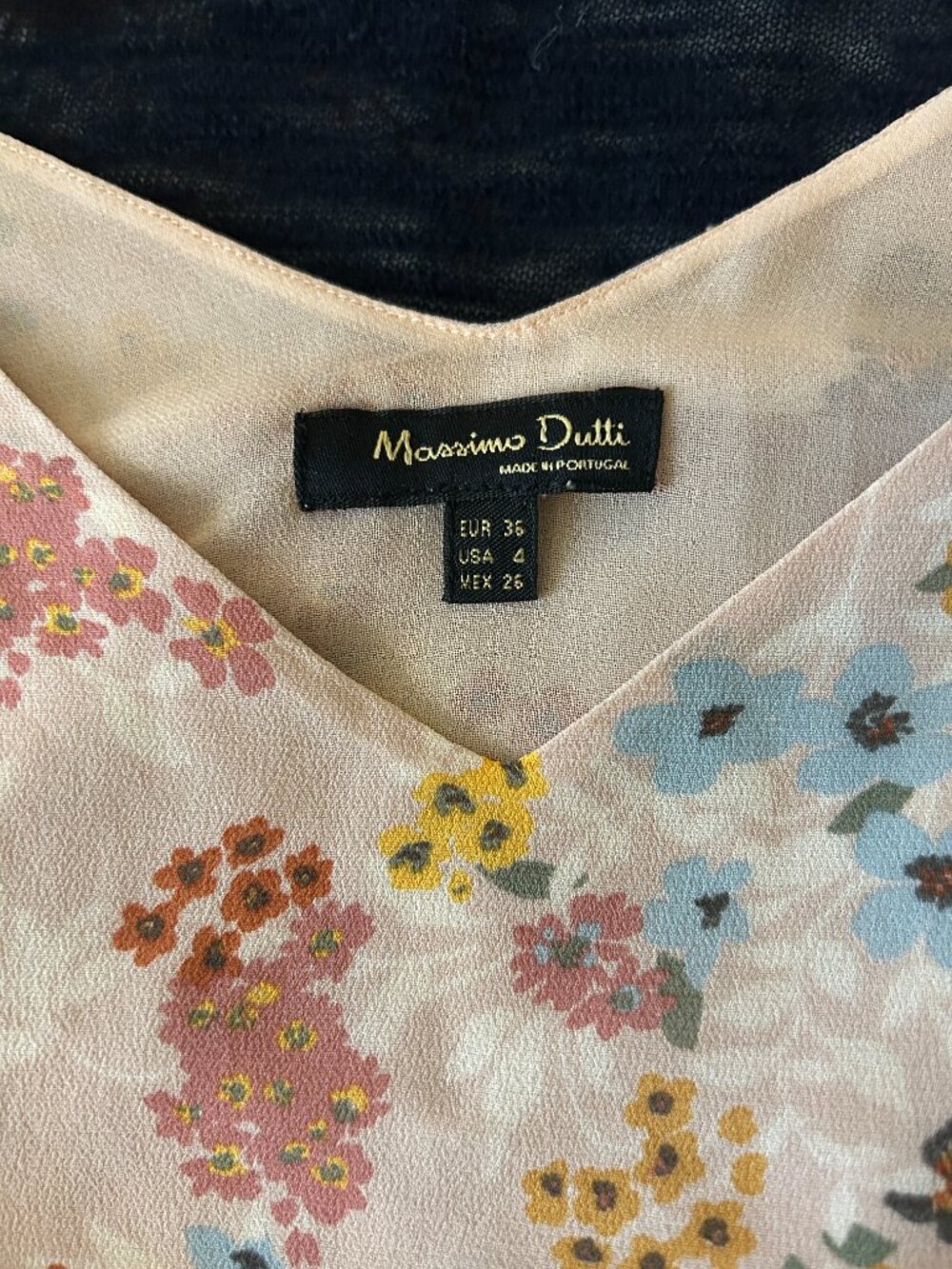 Massimo Dutti Blush Pink Floral Print Chiffon V-Neck Relaxed Top 4 New - Picture 4 of 6
